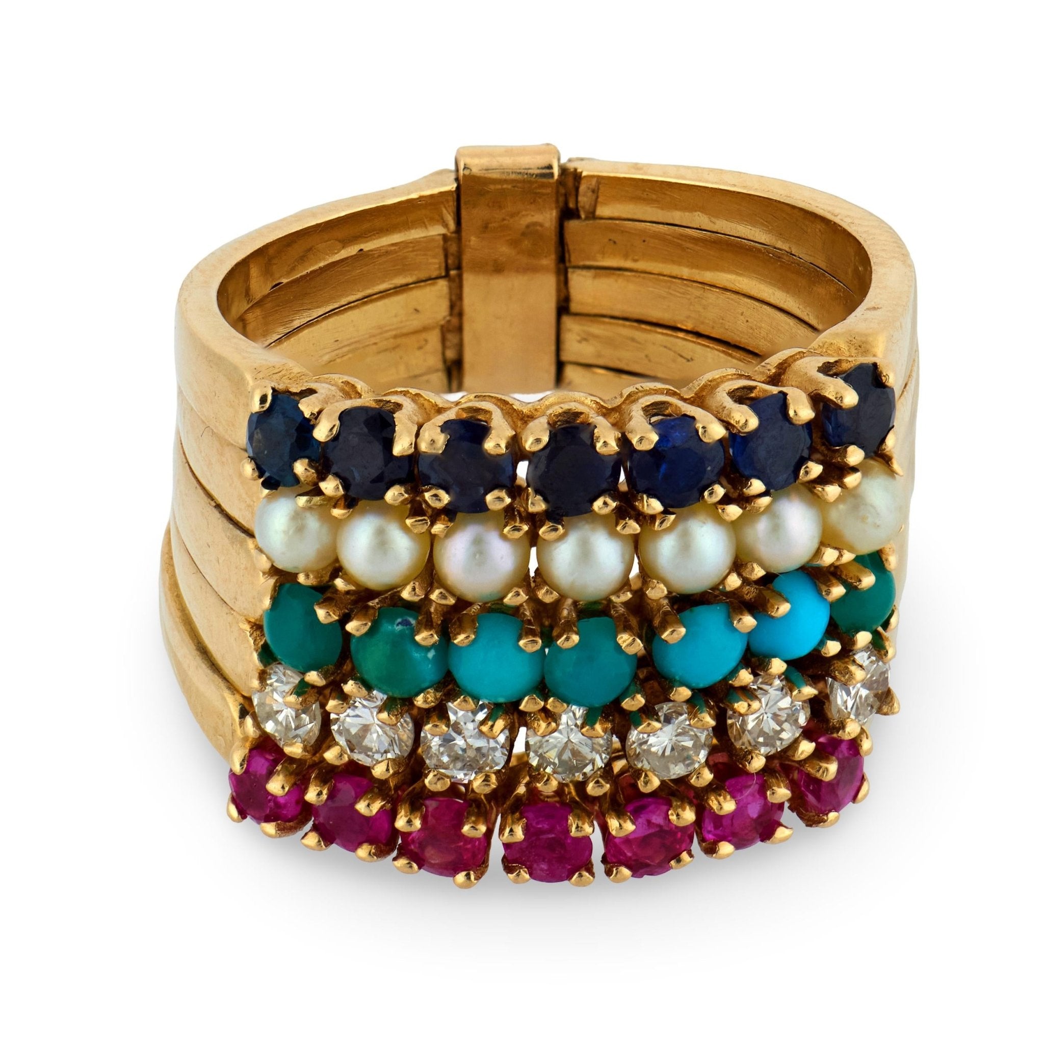 Vintage gemstone 14k yellow gold ring set