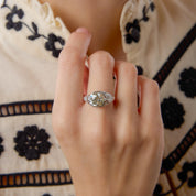 Art Deco GIA 3.09 carat old European cut diamond platinum engagement ring