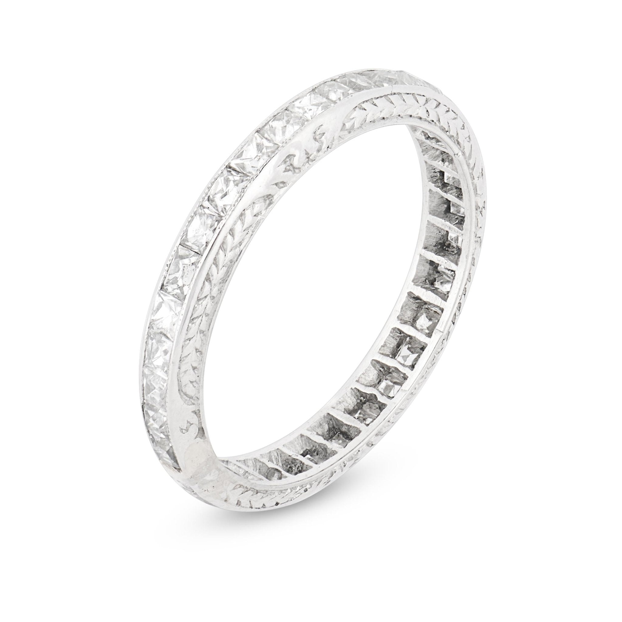 Art Deco French cut diamond platinum eternity band