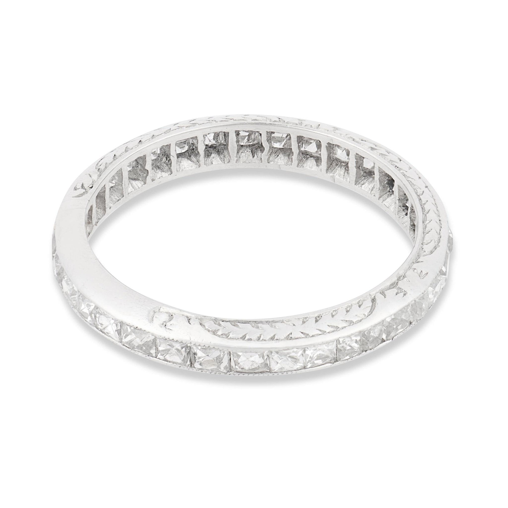 Art Deco French cut diamond platinum eternity band