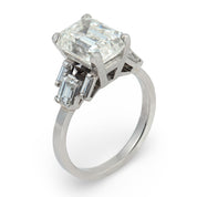 Art Deco GIA 4.33 carat emerald cut diamond platinum engagement ring
