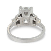 Art Deco GIA 4.33 carat emerald cut diamond platinum engagement ring