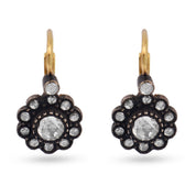 Victorian style rose cut diamond 18k yellow gold cluster earrings
