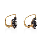 Victorian style rose cut diamond 18k yellow gold cluster earrings