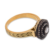 Vintage rose cut diamond 18k yellow gold cocktail ring