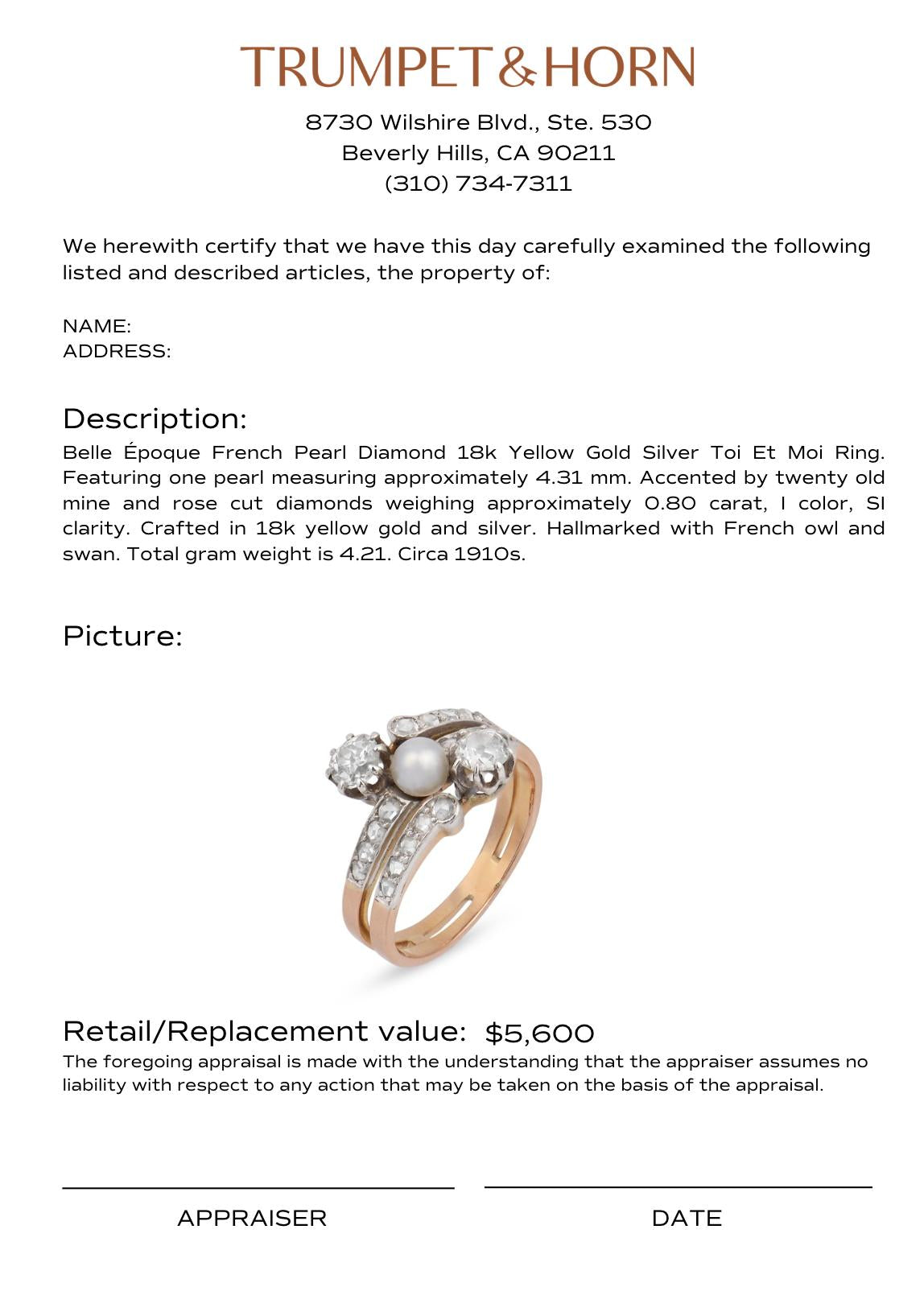 Appraisal Certificate