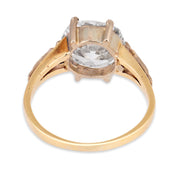 Vintage GIA 4.05 carat old mine cut diamond 14k yellow gold solitaire ring