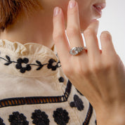 GIA 2.04 carat cushion and French cut diamond platinum engagement ring