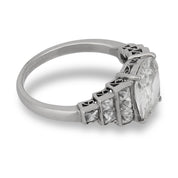GIA 2.04 carat cushion and French cut diamond platinum engagement ring
