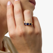 Victorian English GIA no heat sapphire diamond 18k yellow gold band ring