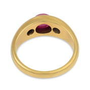 Vintage ruby diamond bezel set 18k yellow gold ring