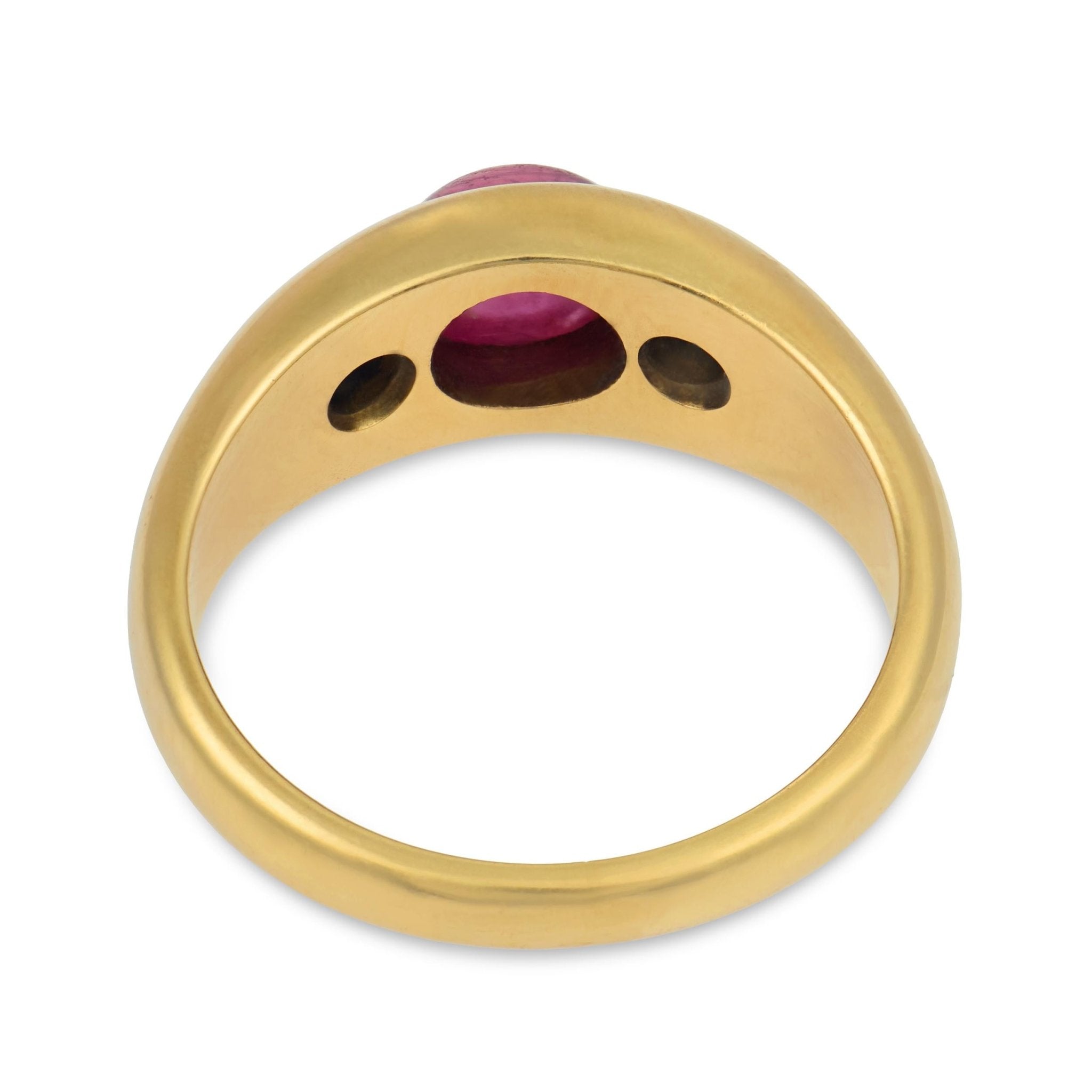 Vintage ruby diamond bezel set 18k yellow gold ring