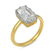 GIA 1.81 carat elongated old mine cut diamond 18k yellow gold engagement ring