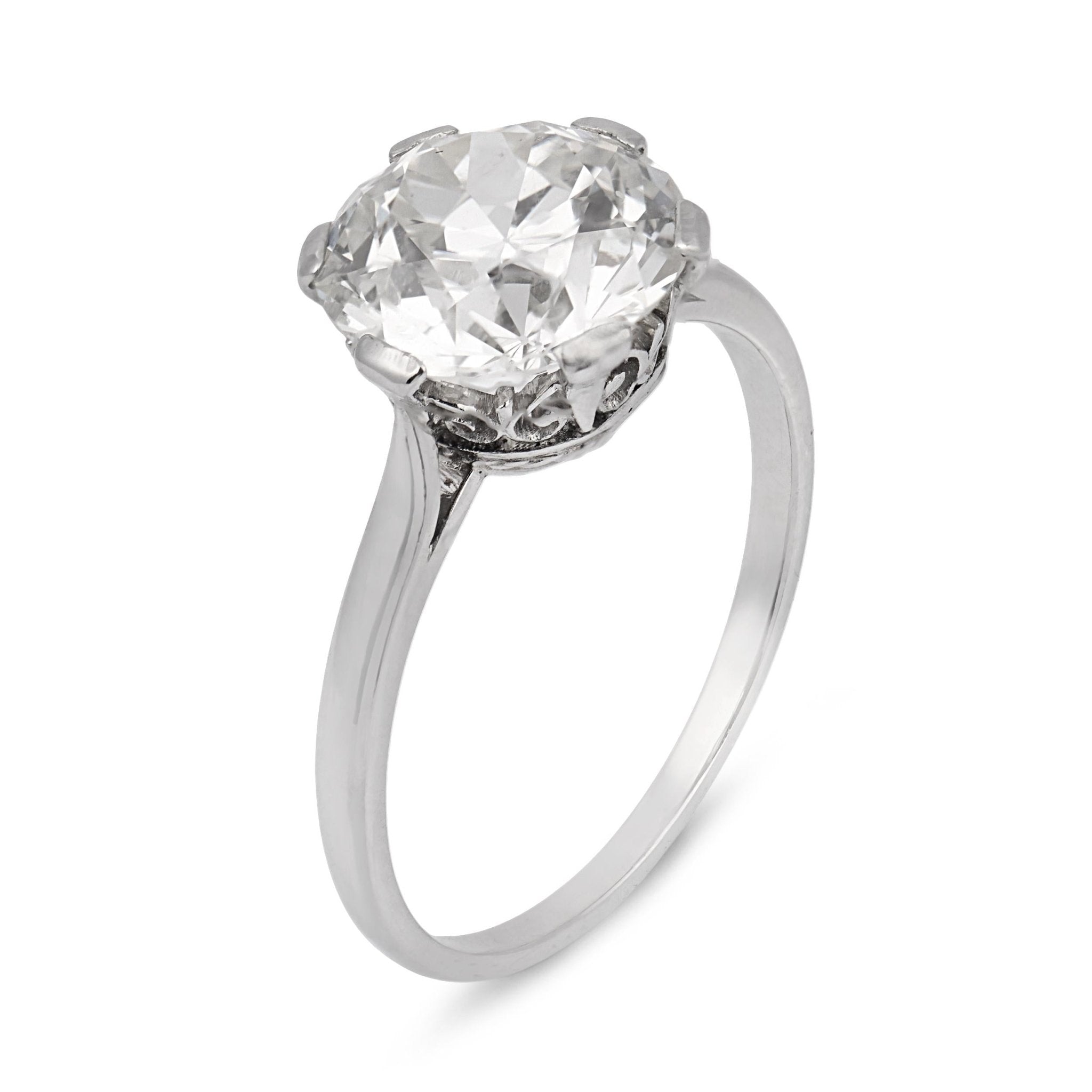 Art Deco GIA 2.70 carat old European cut diamond platinum engagement ring