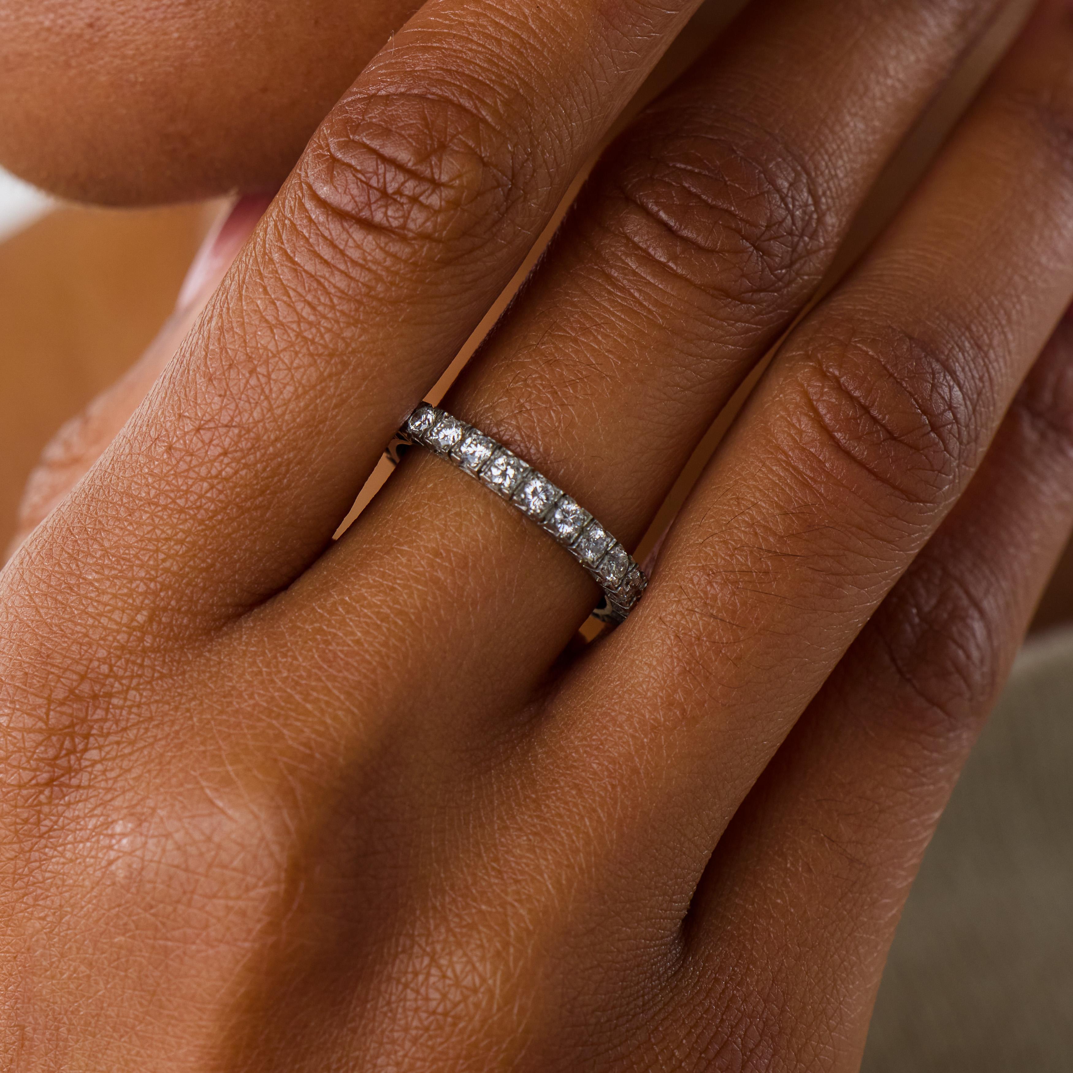 Vintage 1.00 carat diamond 14k white gold eternity band