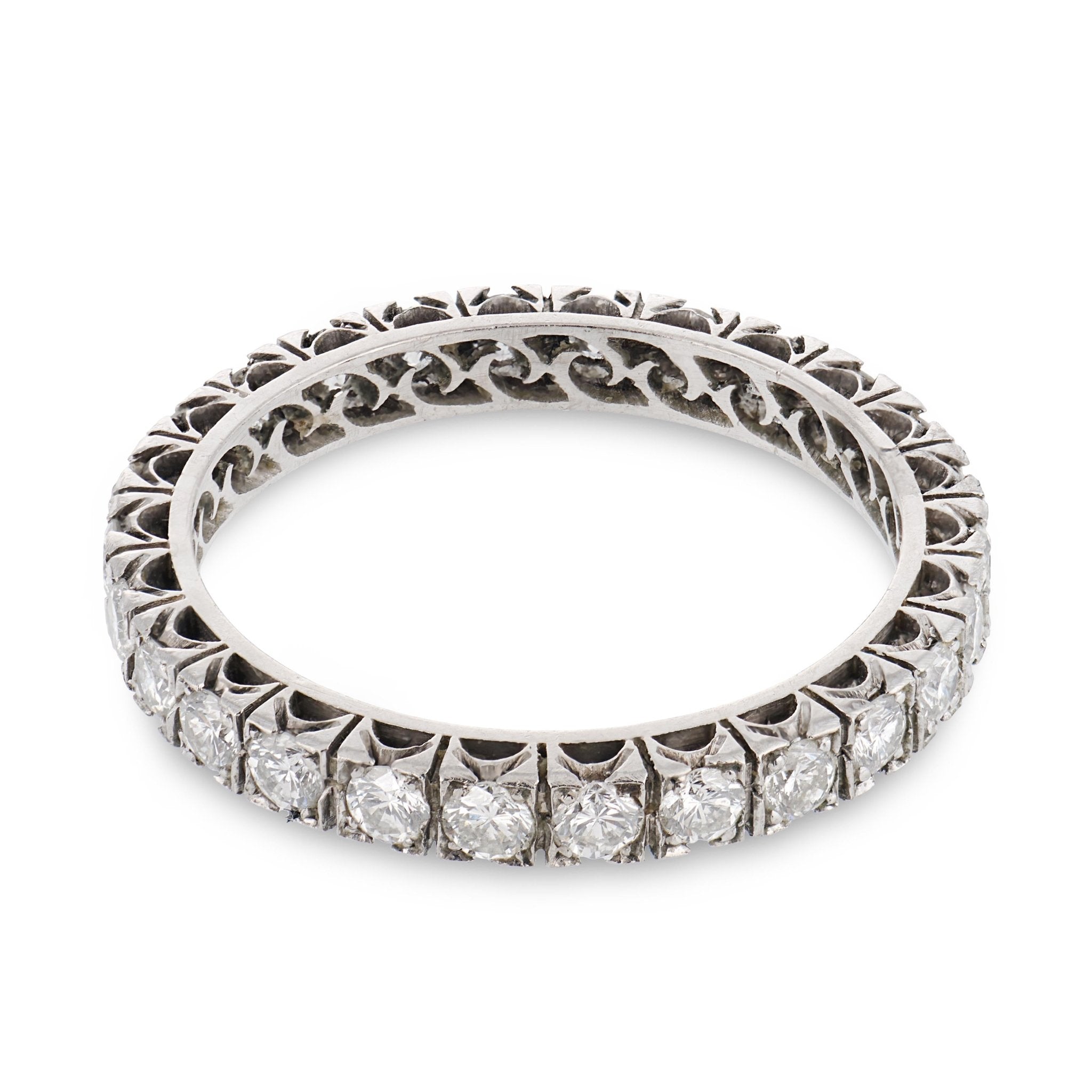 Vintage 1.00 carat diamond 14k white gold eternity band