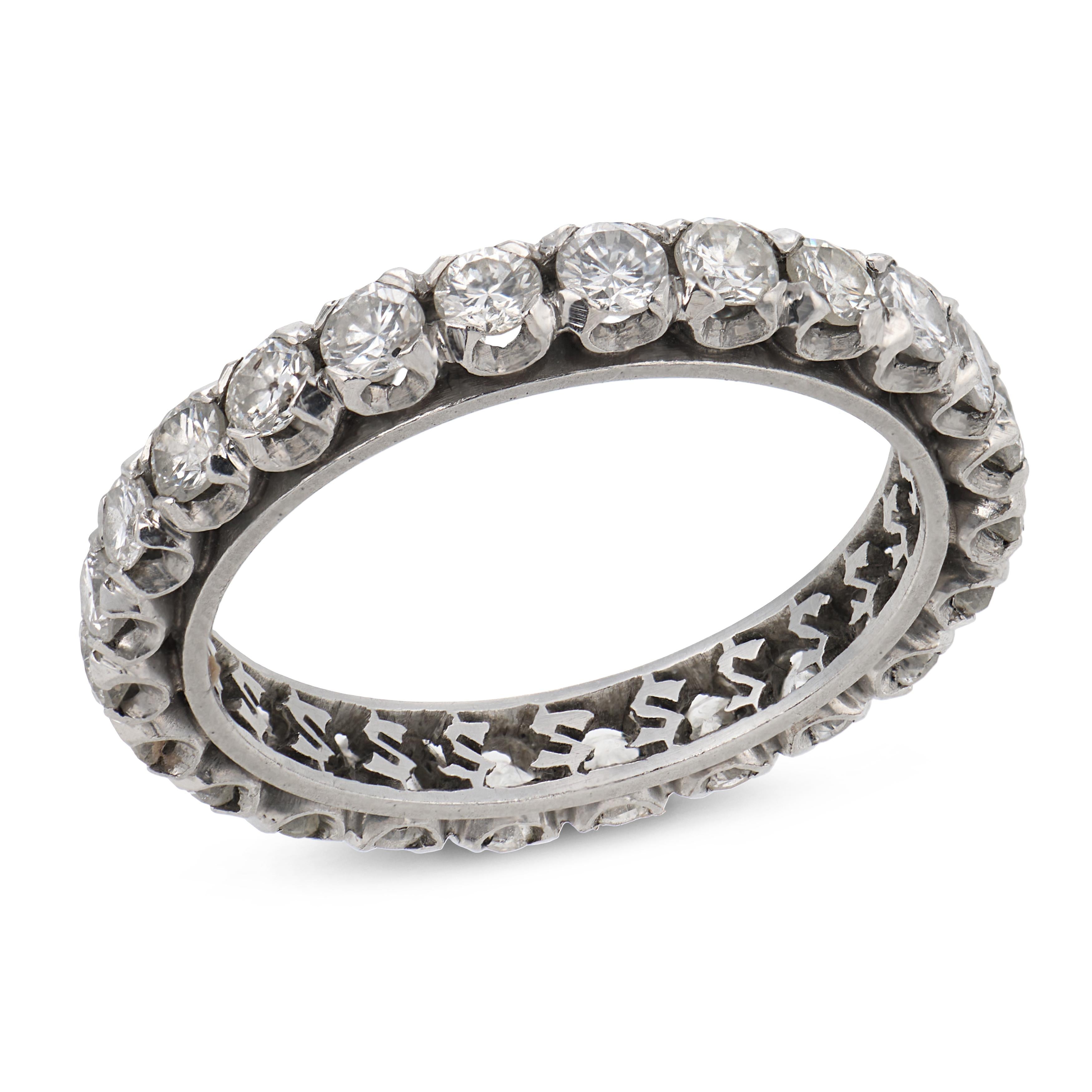 Mid Century 1.50 carat diamond platinum eternity band