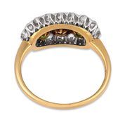 Edwardian diamond demantoid garnet 18k yellow gold platinum ring