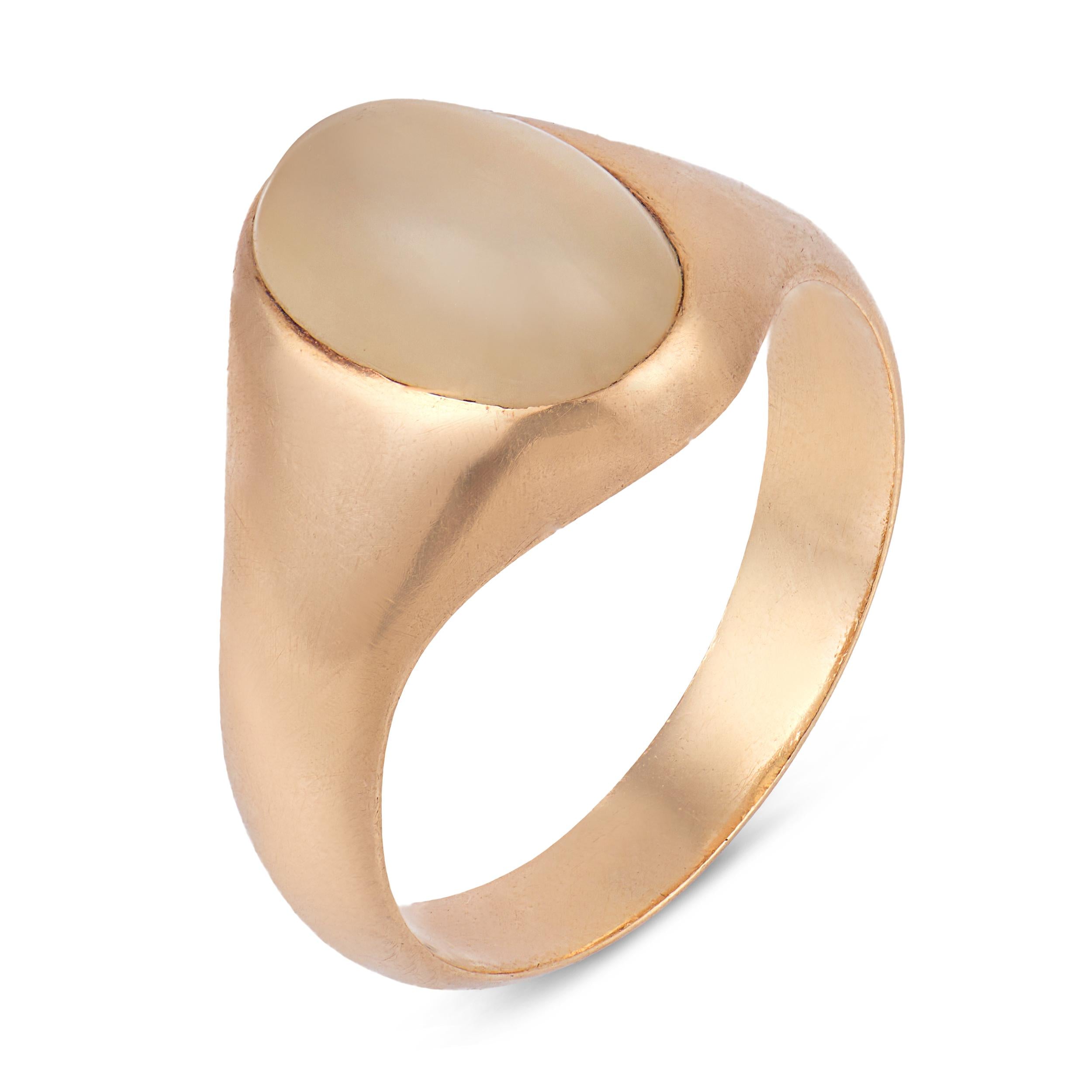 Vintage moonstone  bezel set 9k yellow gold ring