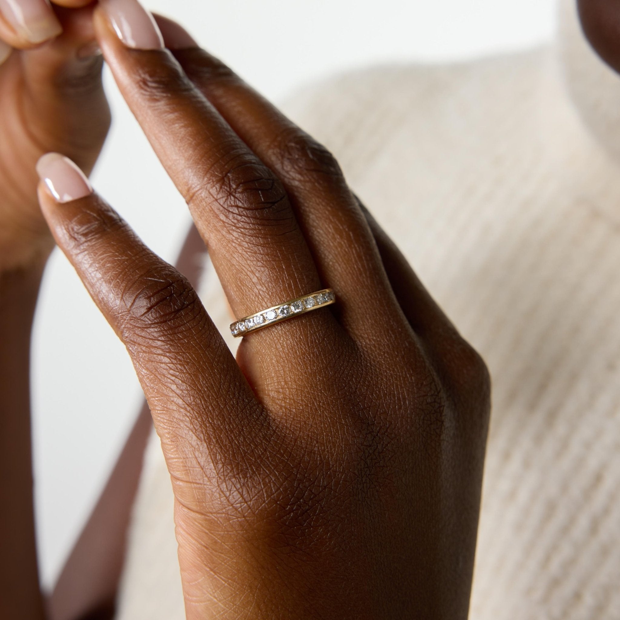 Vintage diamond 14k yellow gold eternity band