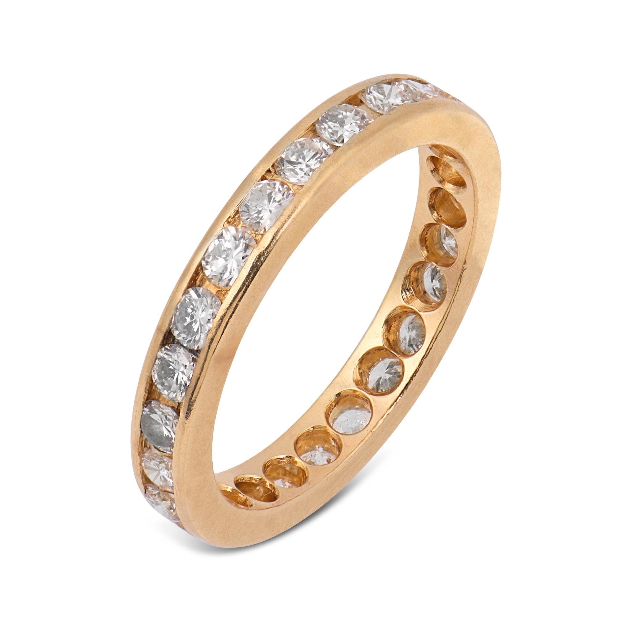 Vintage diamond 14k yellow gold eternity band