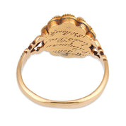 Georgian pearl black enamel mourning 18k yellow gold ring