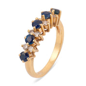 Vintage sapphire diamond 14k yellow gold ring