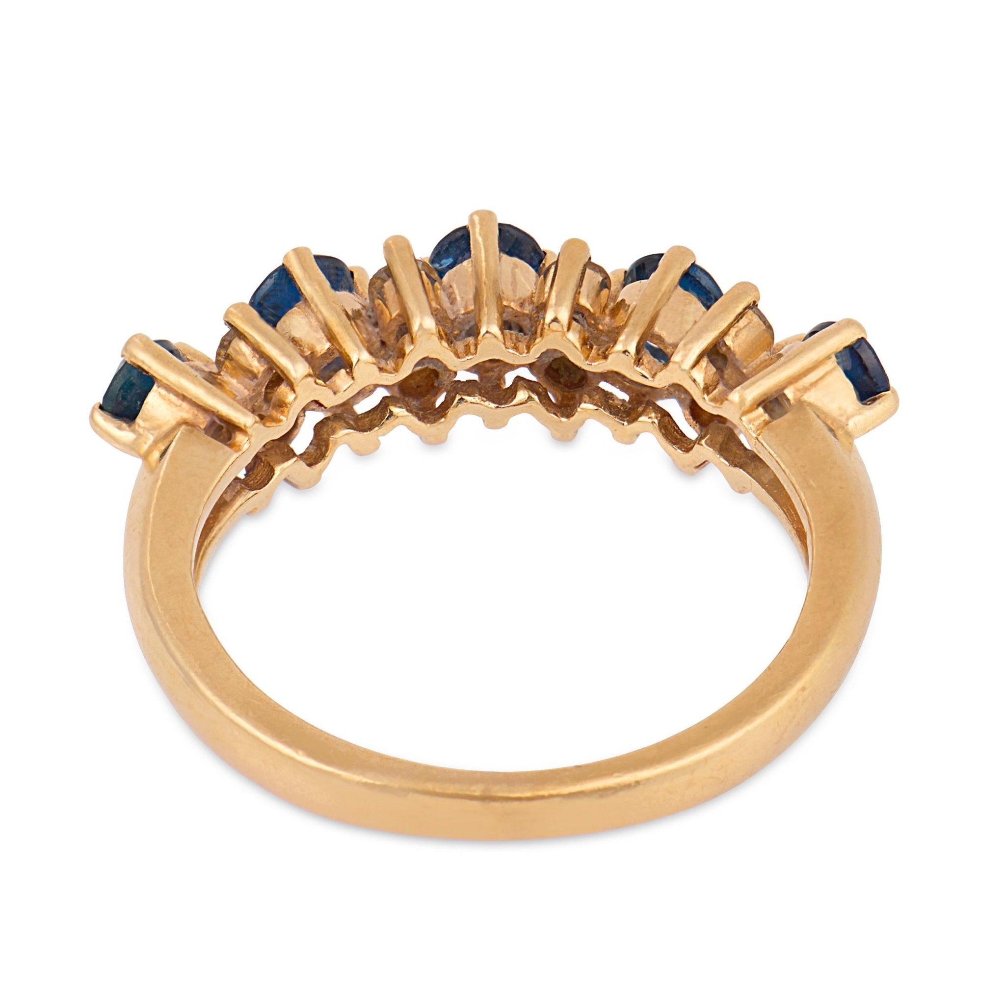 Vintage sapphire diamond 14k yellow gold ring