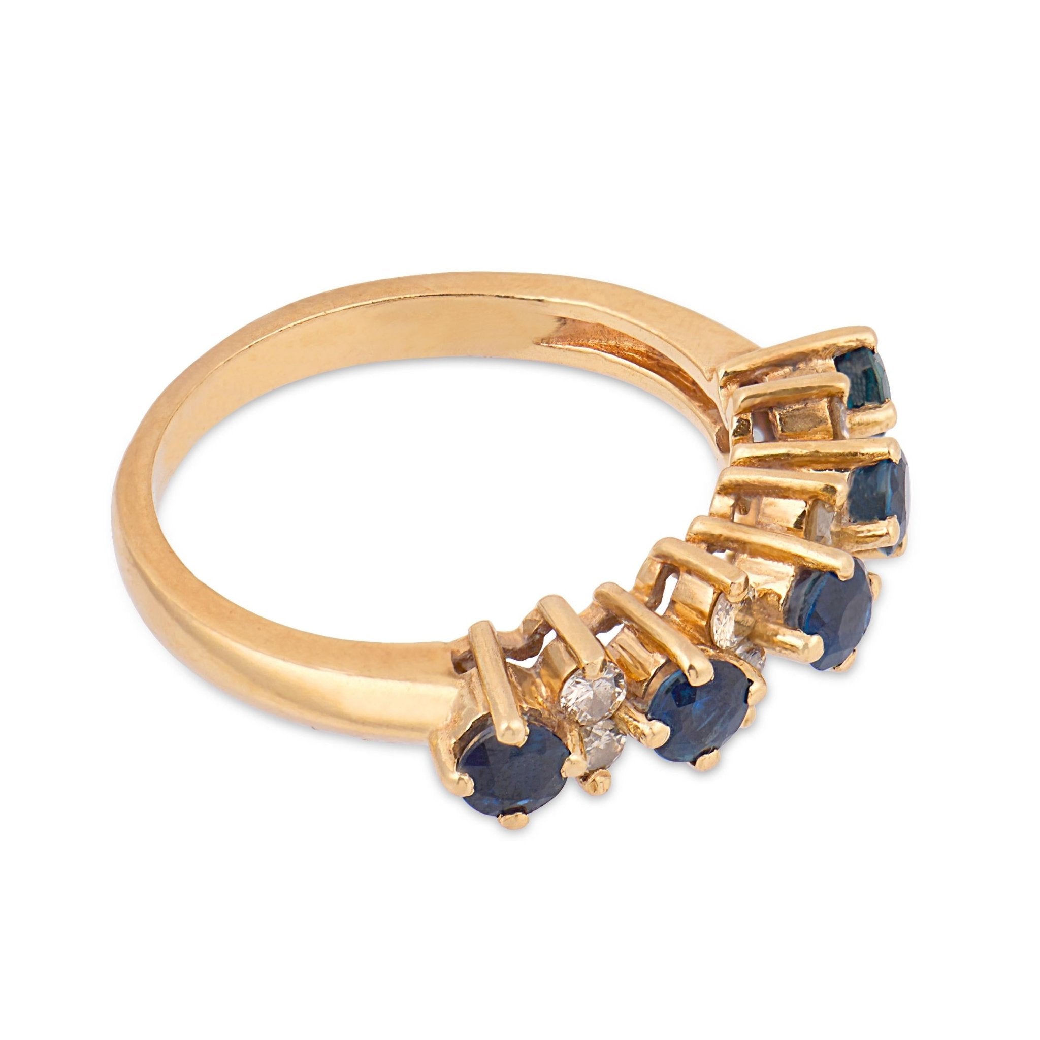Vintage sapphire diamond 14k yellow gold ring