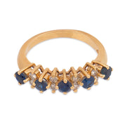 Vintage sapphire diamond 14k yellow gold ring