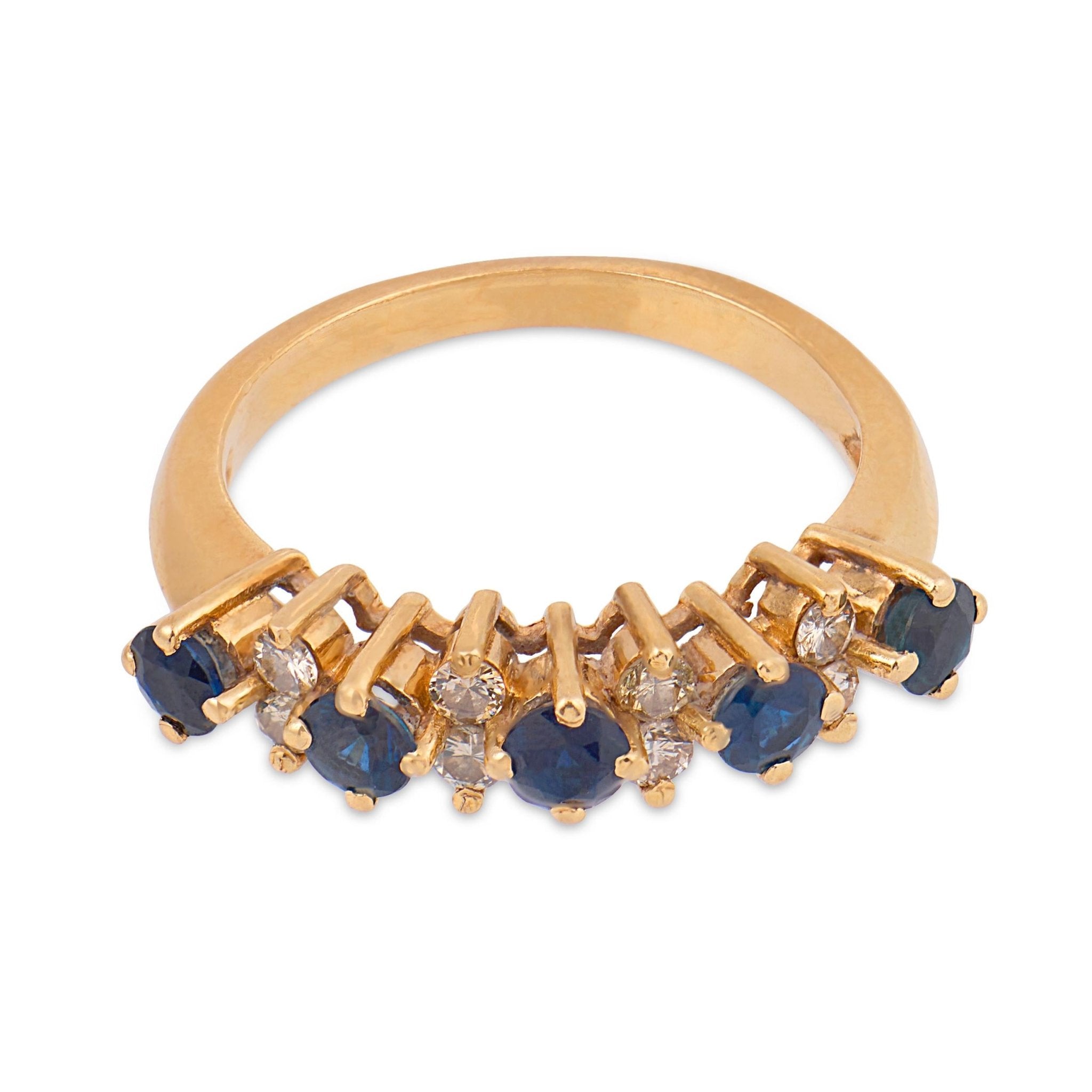 Vintage sapphire diamond 14k yellow gold ring