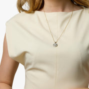 Art Deco old European diamond emerald platinum 14k yellow gold pendant necklace