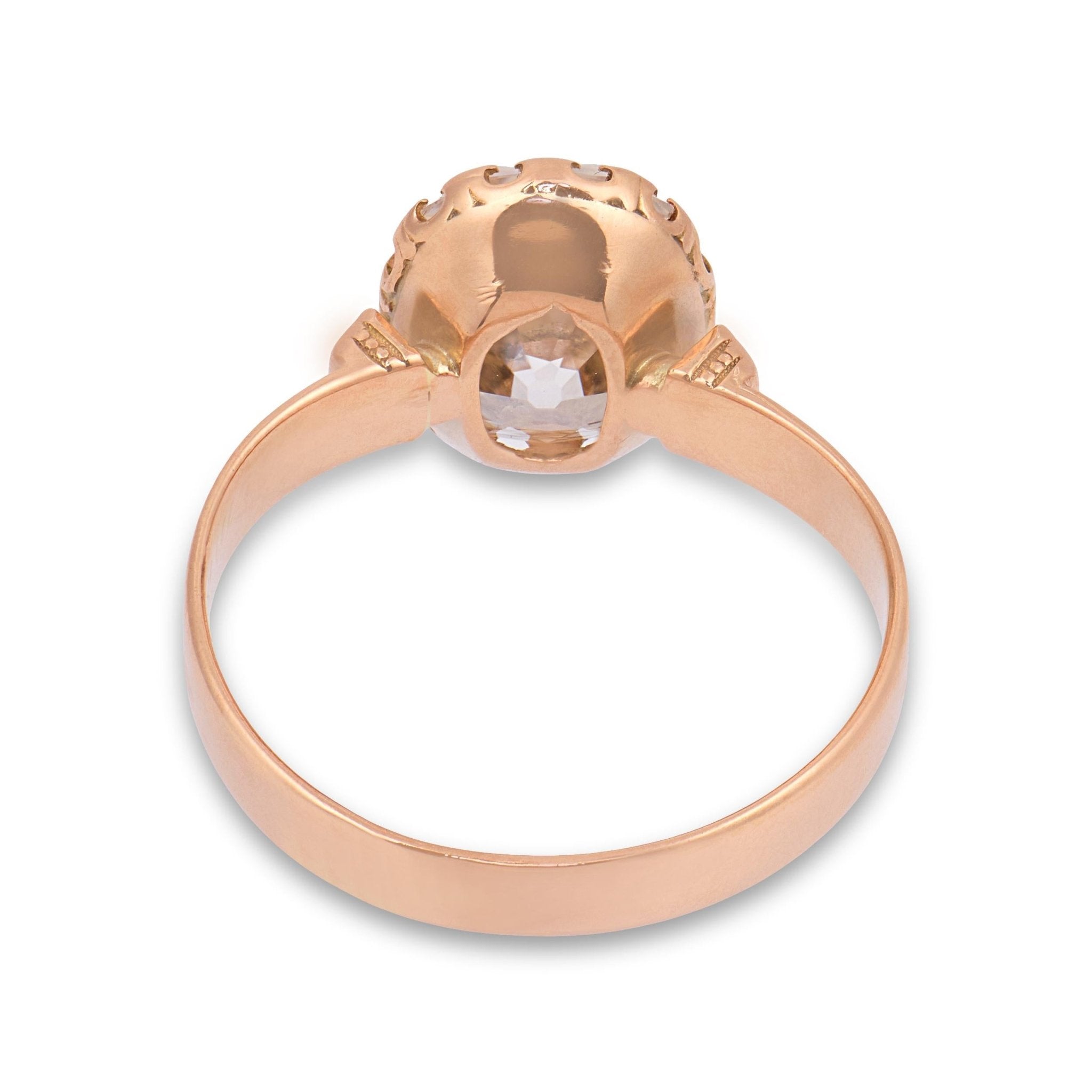 Victorian GIA 3.22 carat old mine cut diamond 14k yellow gold engagement ring