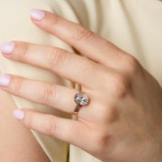 Victorian GIA 3.22 carat old mine cut diamond 14k yellow gold engagement ring