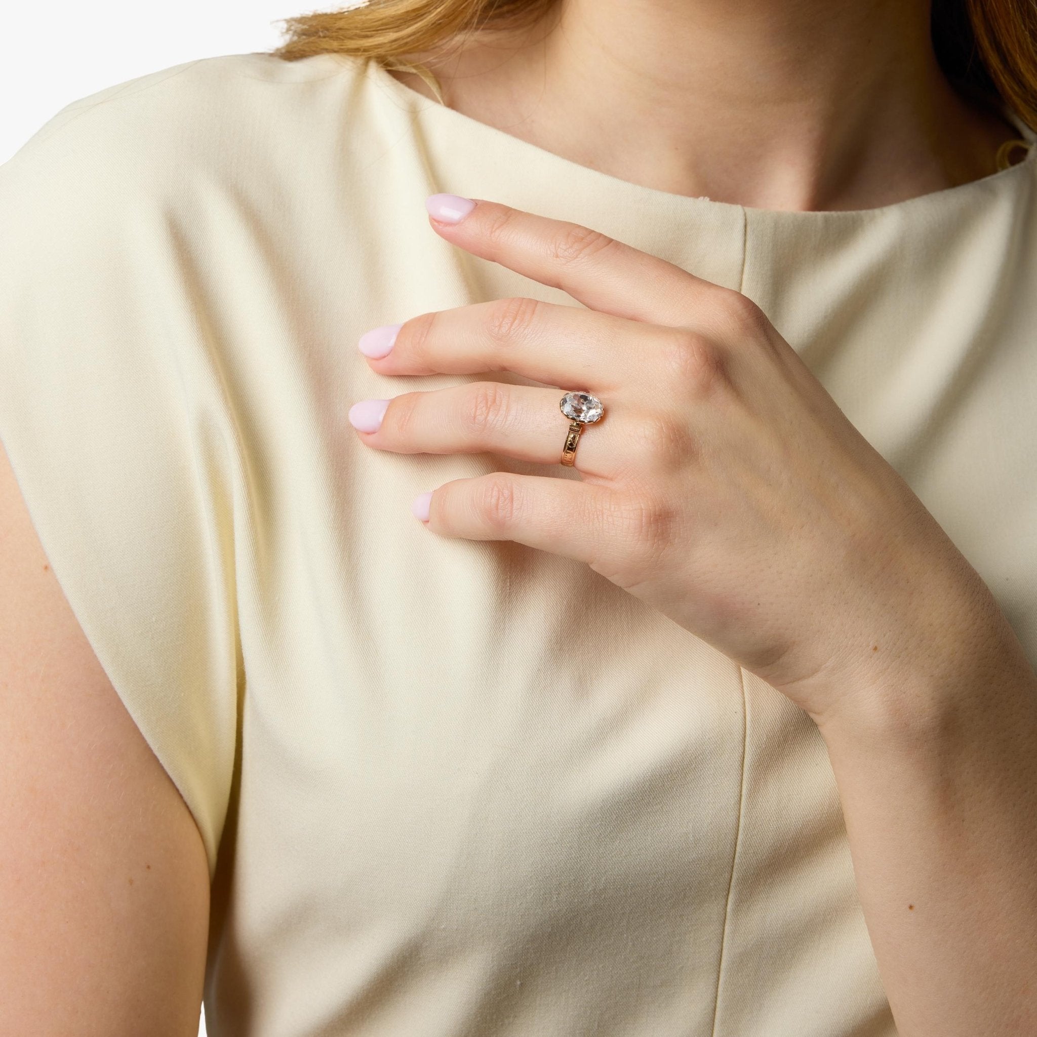 Victorian GIA 3.22 carat old mine cut diamond 14k yellow gold engagement ring