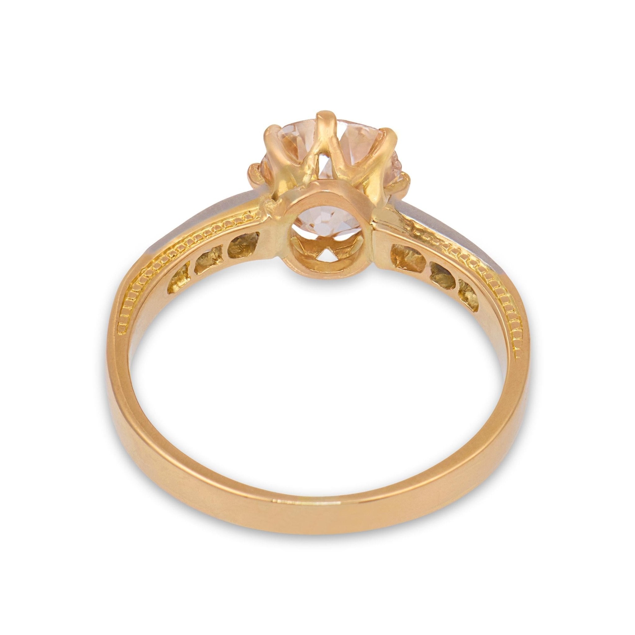 Victorian GIA 1.71 carat old mine cut diamond 18k yellow gold engagement ring