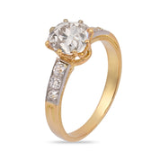Victorian GIA 1.71 carat old mine cut diamond 18k yellow gold engagement ring