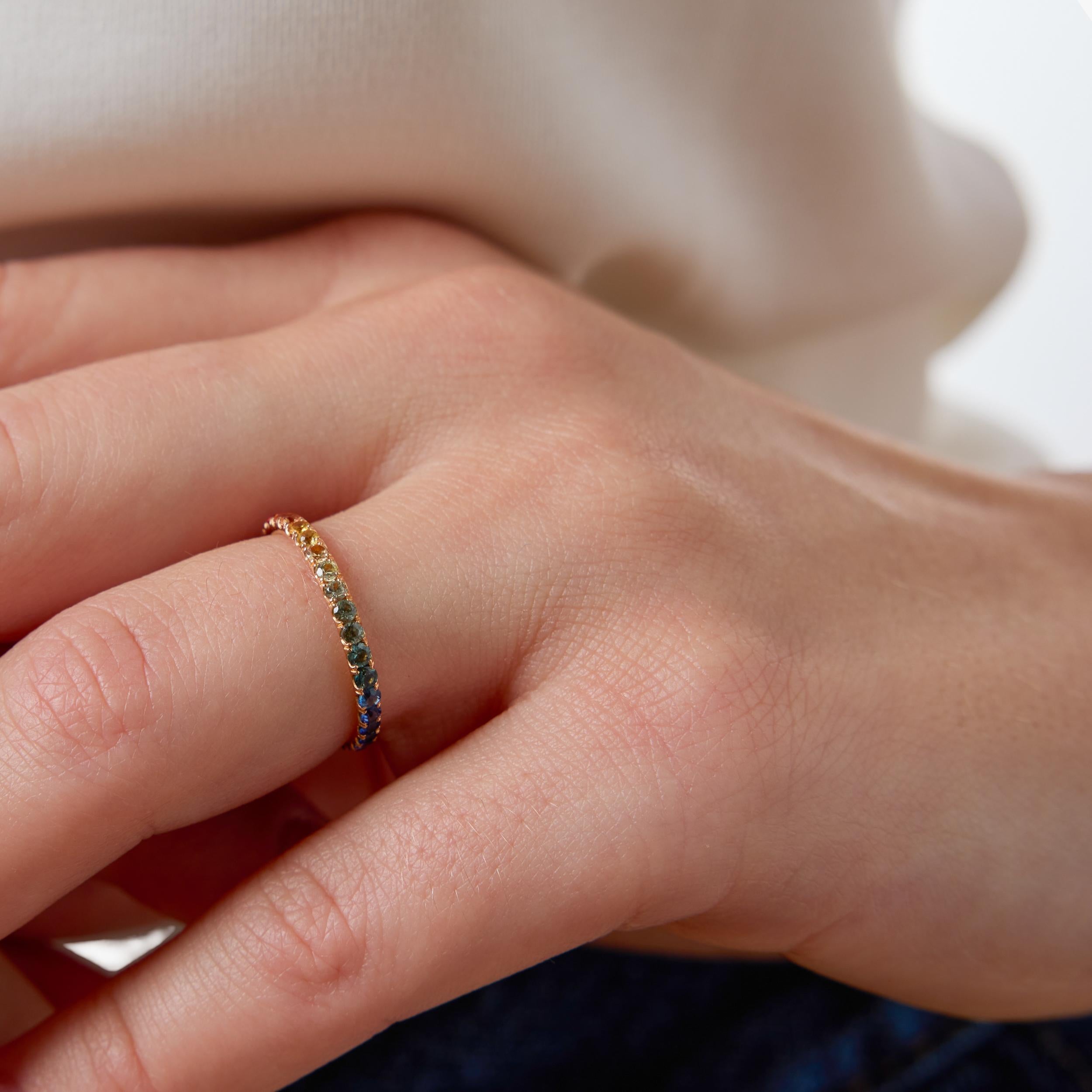 Lugano rainbow gemstone 18k rose gold eternity band