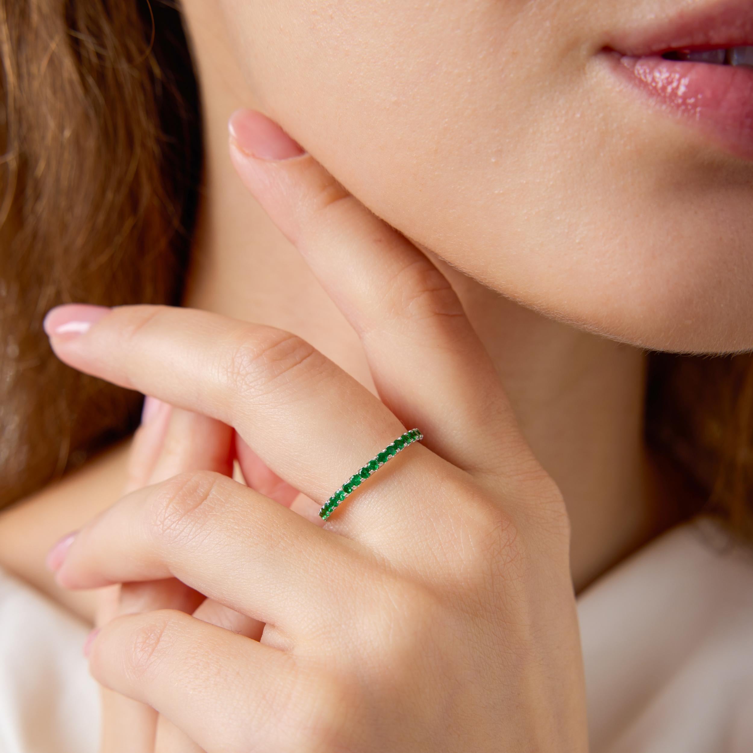 Lugano tsavorite garnet 18k white gold eternity band