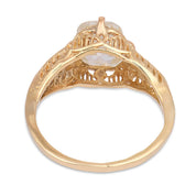 Art Deco 1.41 carat antique cushion cut diamond 14k yellow gold ring