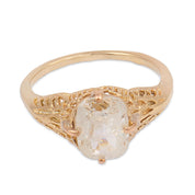 Art Deco 1.41 carat antique cushion cut diamond 14k yellow gold ring