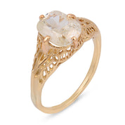 Art Deco 1.41 carat antique cushion cut diamond 14k yellow gold ring