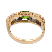 Victorian demantoid garnet old European cut diamond 14k yellow gold ring