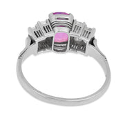 Vintage pink sapphire diamond platinum ring