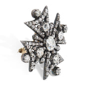 Georgian GIA 16 carat old mine cut diamond Maltese cross gold on silver brooch