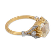 GIA 4.03 carat old mine cut diamond 18k yellow gold engagement ring
