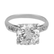 Art Deco GIA 4.09 carat old European cut diamond platinum engagement ring