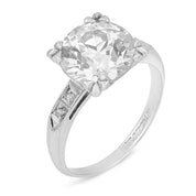 Art Deco GIA 4.09 carat old European cut diamond platinum engagement ring
