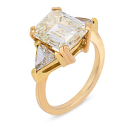 GIA 5.09 carat emerald cut diamond 18k yellow gold engagement ring