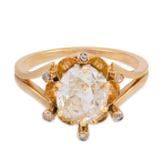 Victorian GIA 1.35 carat old mine cut diamond 18k yellow gold engagement ring